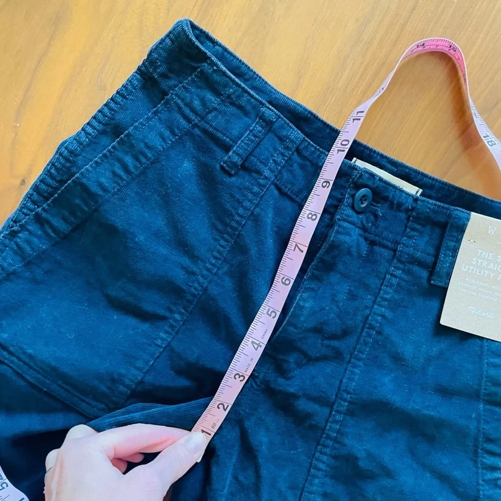 Madewell The Petite Slim Straight Trouser Pant in Garment Dye Navy Corduroy NWT